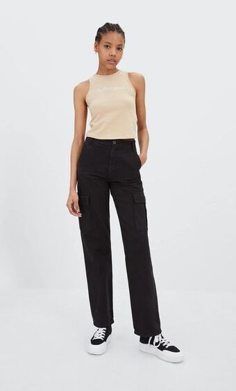 Stradivarius Camiseta sin mangas brillos oferta