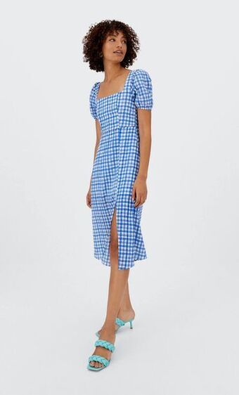 Stradivarius Vestido midi cuadro vichy oferta