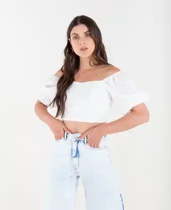 NAF NAF Camisa tipo crop top con tiras para amarrar en espalda oferta