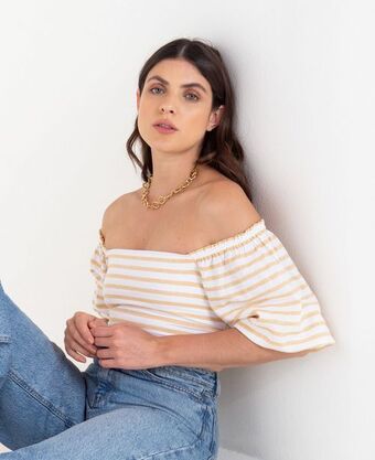 NAF NAF Camisa de rayas con cuello bandeja oferta