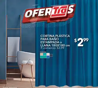 Tia Cortina Plástica para Baño Estampada o Llana 180 x 180cm oferta