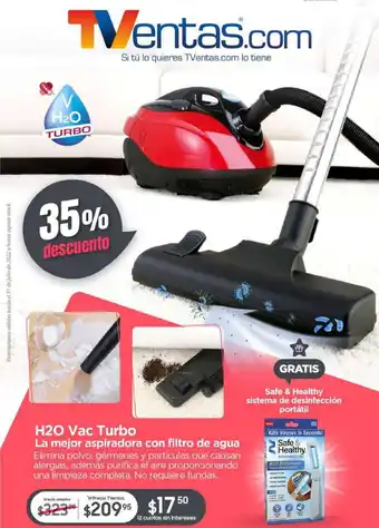 TVentas H2O Vac Turbo La Mejor Aspiradora con Filtro de Agua oferta