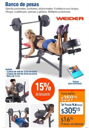 TVentas Weider Banco de Pesas oferta