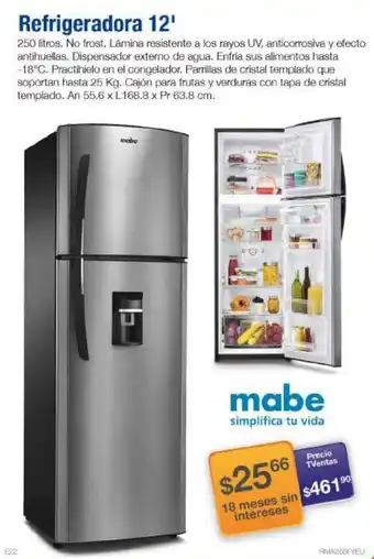 TVentas Mabe Refrigeradora 12' oferta