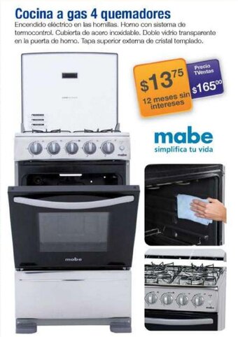 TVentas Mabe Cocina a Gas 4 Quemadores oferta