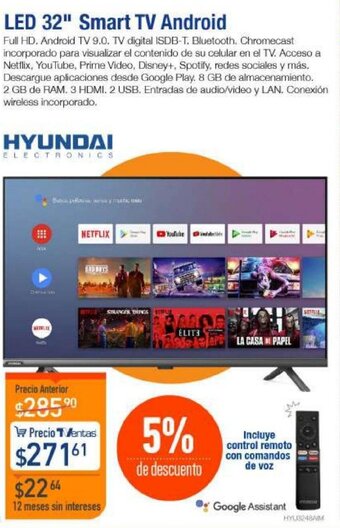 TVentas Hyundai LED 32" Smart TV Android oferta