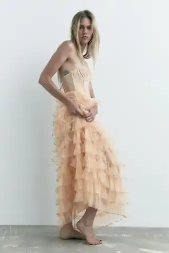 ZARA Vestido bustier combinado oferta