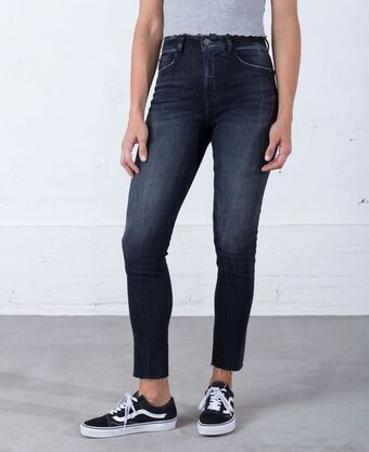 NAF NAF Jean para mujer tono oscuro skinny tiro alto con apliques bordados oferta