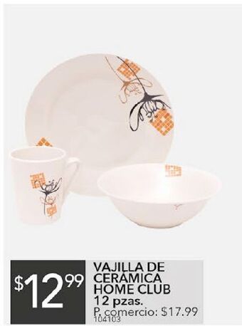 Tia Vajilla de cerámica home club 12 pzas oferta