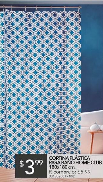 Tia Cortina plástica para baño home club 180x180cm oferta