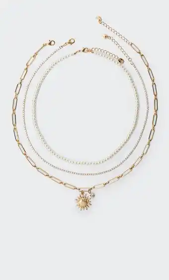 Set 3 collares perlas y sol