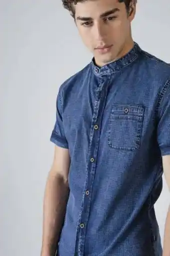 De Prati Camisa slim denim manga corta h&o oferta