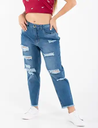 Moda RM Jean mom roto 5 bolsillos oferta