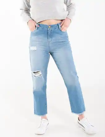 Moda RM Jean mom fit desflecado oferta