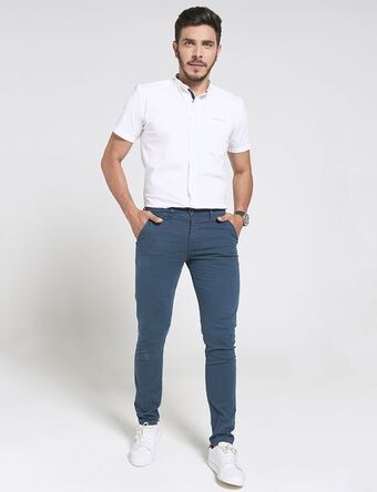 Moda RM Pantalón chino azul medio oferta