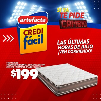 Colchon continental doble pillow top Beige AC 135X190X30 Chaide Y Chaide