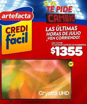 Artefacta TV LED Smart Samsung UN75AU8000PXPA 75" oferta