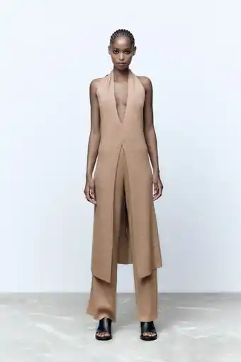 ZARA Top punto halter hilo metalizado oferta