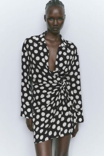 ZARA Vestido camisero lunares oferta