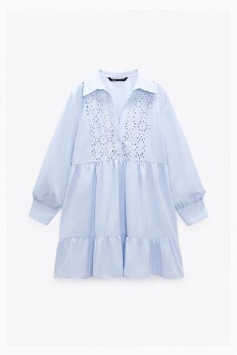 ZARA Vestido mini bordados perforados oferta
