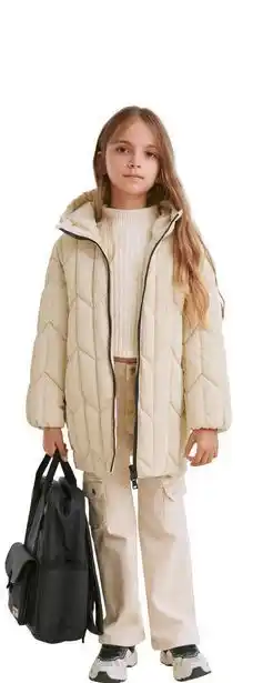 ZARA Abrigo acolchado ligero liso geométrico oferta