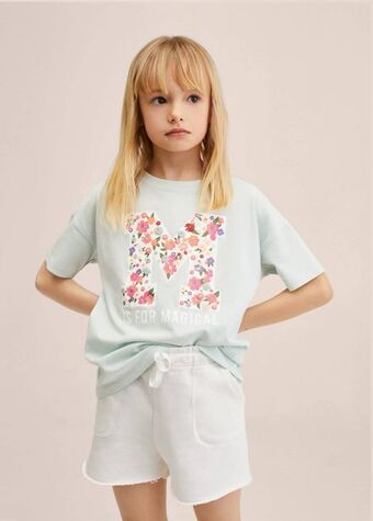 Mango Short algodón cintura elástica oferta