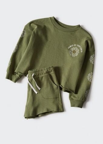 Mango Short algodón cintura elástica oferta