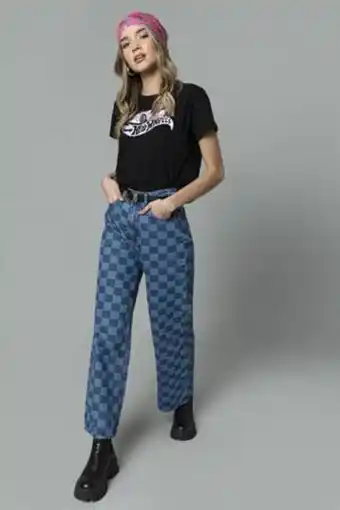 De Prati Jeans wide leg a cuadros h&o trybu oferta