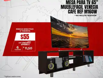 Tia Mesa para TV 65" Mueblefacil Venecia Cafe Ref M160W oferta