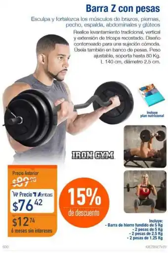 TVentas Barra Z con Pesas oferta
