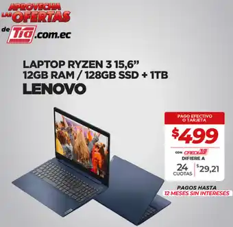 Tia Lenovo Laptop Ryzen 3 15,6" 12GB Ram / 128GB SSD + 1TB oferta