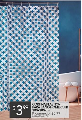Tia Cortina plastica para baño home club 180 x 180cm oferta