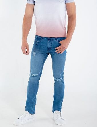 Moda RM Jean skinny roto azul medio oferta