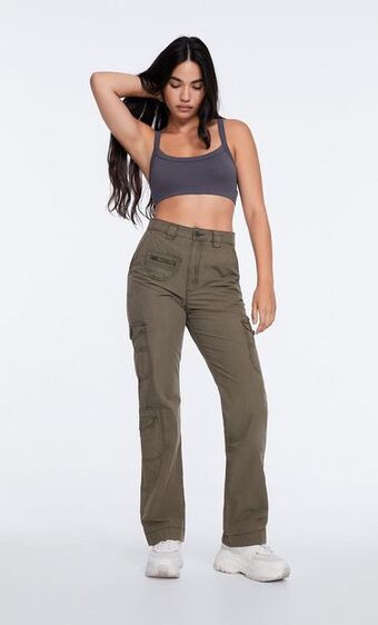Stradivarius Pantalón cargo popelín oferta