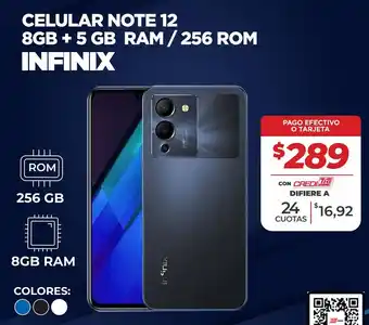 Tia Infinix celular note 12 8gb + 5 gb ram / 256 rom oferta