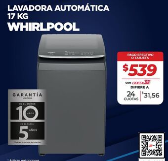 Tia Whirlpool lavadora automática 17 kg oferta