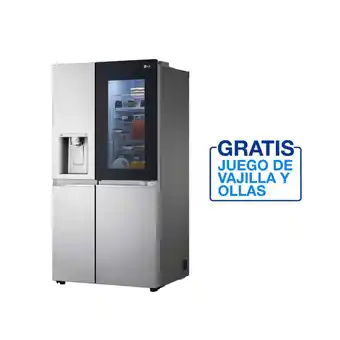 Refrigeradora instaview ice maker 674 litros lg con vajilla y ollas