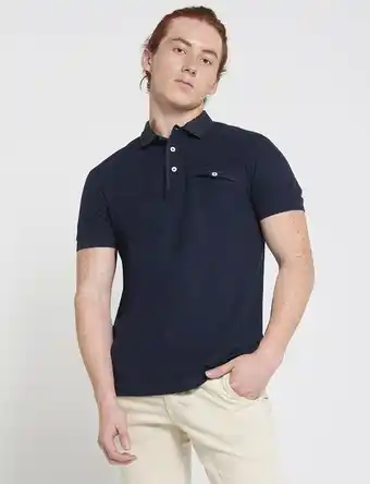 Moda RM Polo con bolsillo azul marino oferta