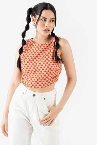 De Prati Blusa semi crop estampada h&o oferta