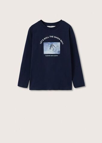 Mango Camiseta manga larga estampada oferta