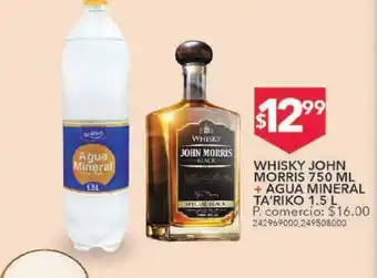 Tia Whisky john morris 750ml + agua minerak ta´riko 1,5l oferta