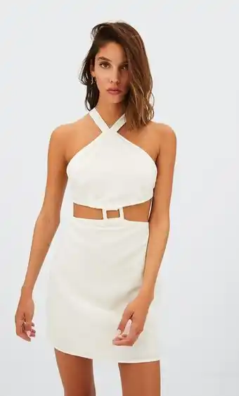 Stradivarius Vestido lino cut out laterales oferta