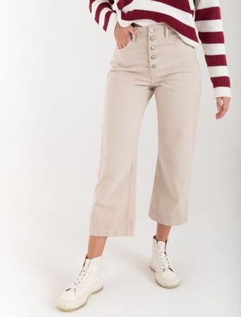 NAF NAF Pantalón con bota amplia color crudo oferta