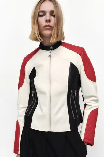 ZARA Cazadora efecto piel cremalleras oferta
