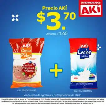 Akí Aki Cocoa en Polvo + Aki Leche en Polvo oferta