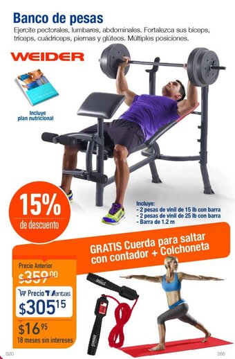 TVentas Weider Banco de Pesas oferta