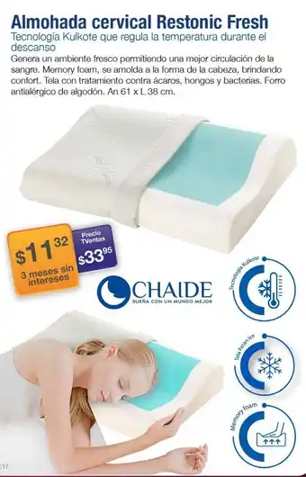 TVentas Chaide Almohada Cervical Restonic Fresh oferta