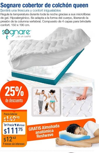 TVentas Sognare Cobertor de Colchón Queen oferta