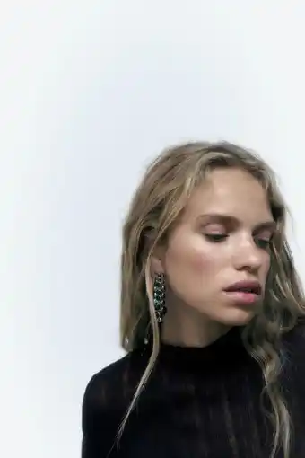 ZARA Pendientes cristal negro oferta
