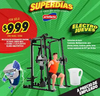Artefacta Multiestacion Entrenamiento Proform de Fuerza Carbon Smith + Tetera 17lt Plástico Blanca Mastertech oferta